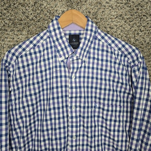 Tailorbyrd Shirt Mens Large Blue Check Button Down Long Sleeve Pocket Casual - Picture 4 of 7